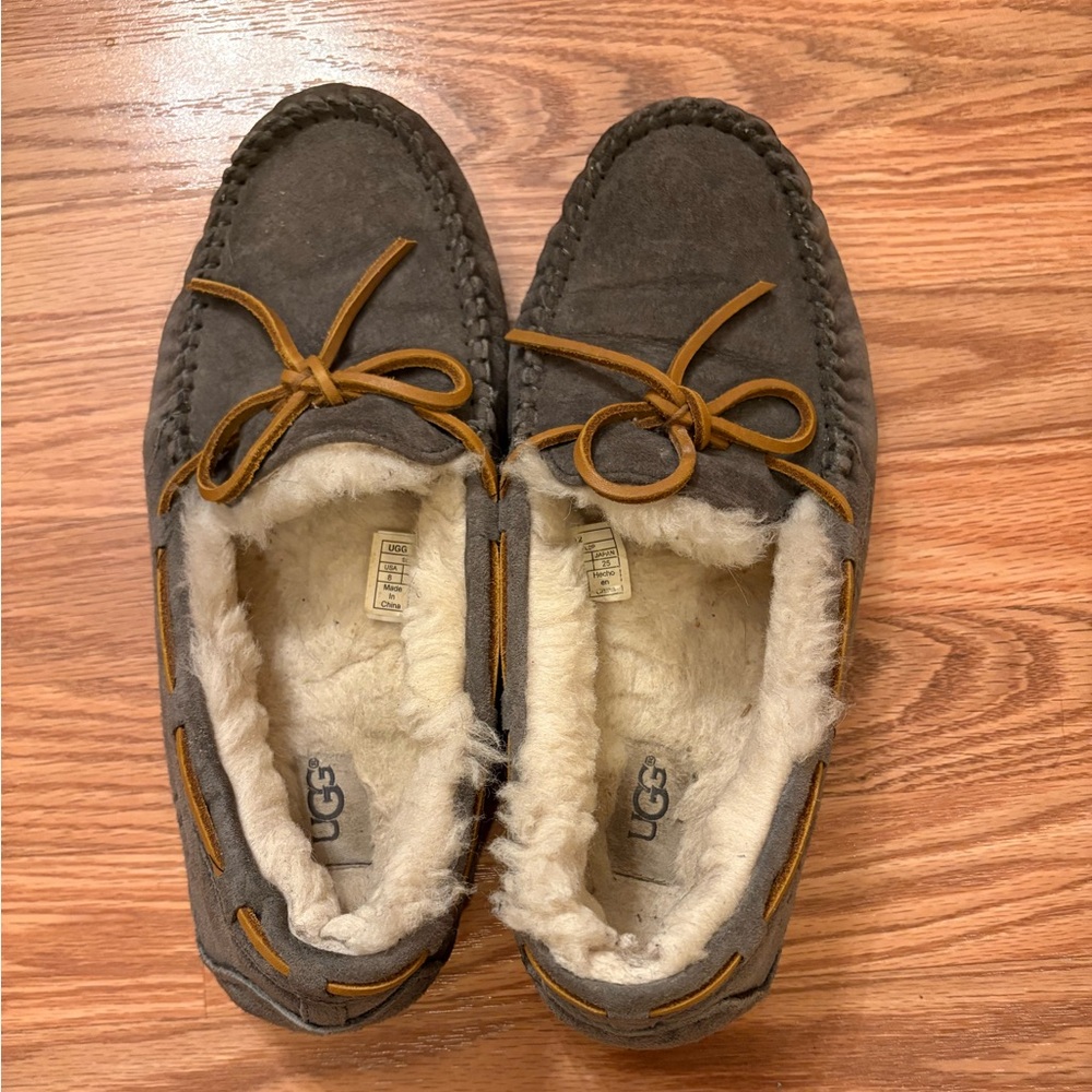 UGG Gray Moccasin Slippers